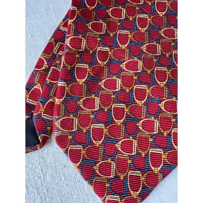 Corbata de seda Brooks Brothers, caballos ecuestres estribo rojo EE. UU. Foto 1 de 4