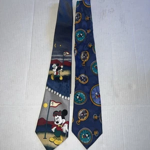 DISNEY Unlimited MICKEY MOUSE Playing Golf Neck Tie W/ Mickey Watch Clock Tie - Picture 1 of 5