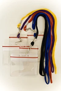 Lot 10 SEALABLE ZIPPER LOCK ID CARD WATERPROOF BADGE HOLDER WITH NECK LANYARD - Picture 1 of 21