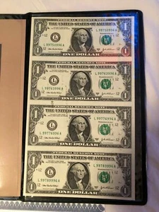 2003 US $1 Dollar Legal Tender Bills UNCUT SHEET of 4 UNCIRCULATED Certificate - Picture 1 of 7