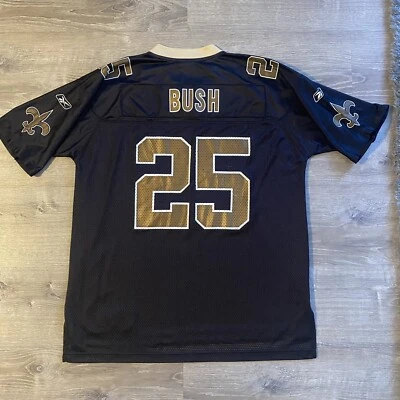Футболка мужская New Orleans Saints REGGIE BUSH #25 Reebok On Field NFL XL черная сетка - Изображение 1 из 4