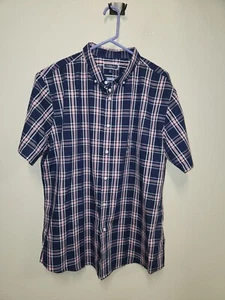 Camicia uomo Club Room blu e rosa a quadri manica corta con bottoni XXL nuova con etichetta - Foto 1 di 4