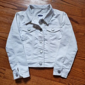 Old Navy Youth Juniors Girls White Button Denim Jacket Size Small 6-7 EUC - Picture 1 of 8