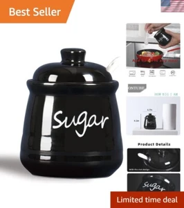 Elegant 12oz Ceramic Sugar Bowl Set with Lid and Spoon - Stylish Functionality - Picture 1 of 10