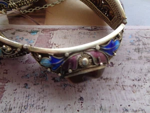Armband Silber Filigran Emaille Tigeraugen China - Bild 1 von 11