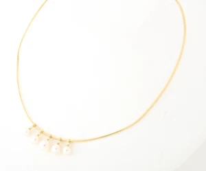 MIKIMOTO K18YG Pearl Diamond Necklace 40cm Yellow Gold Pendant Jewelry Used - Picture 1 of 5