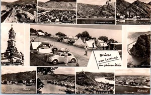 RPPC Real Photo Postcard Unused W Germany Camping VW Bug Tents Cities View - Picture 1 of 2