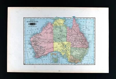 1901 Tunison World Map - Australia Sydney Melbourne Adelaide Brisbane Tasmania - Image 1 of 4