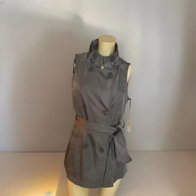 VERTIGO PARIS WOMENS SLEEVELESS JACKET, TIE VEST -GRAY -NEW -M  - Image 1 of 4
