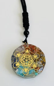 Collana Orgone Cubo Chakela Metatron Meditazione Energia Pietra Ciondolo Gioielli - Foto 1 di 5