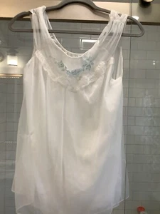 Vintage Damen Adonna Babydoll kurz, weiße Spitze & blaue Akzente, Gr. S/M - Bild 1 von 8