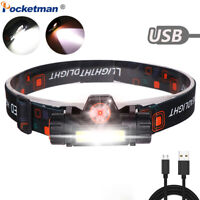 Powerful 65000LM XPE+COB LED Headlamp USB Rechargeable 2Modes Headlight Torch