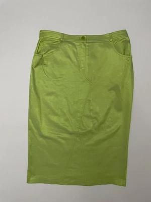 Falda Marina Rinaldi Lápiz Iridiscente Verde Lima Satinado Talla 23 / EE. UU. 14-16 Foto 1 de 4