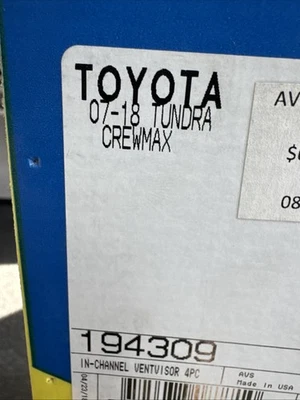 Protetores de chuva defletor de janela viseira de ventilação AVS para Toyota Tundra Crew Cab 2007-2021 - Imagem 1 de 3