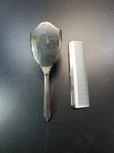 Vintage Comb Brush Child Vanity Set Silver Plate Floral Nice Hong Kong 6 in - Picture 1 of 3