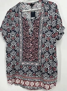Lucky Brand Batik Print Plus Size 2X Boho Top NWT - Picture 1 of 4