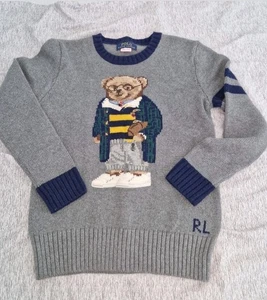 Polo Ralph Lauren BOY'S KID'S Crewneck Polo Bear Sweater Preppy Bear Size: 10/12 - Picture 1 of 3