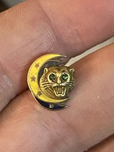 Dramatic Order of the Knights of Khorassan Screwback Emerald Eye Cat Pin DOKK - Picture 1 of 2