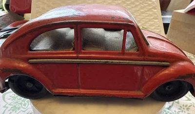 Vintage Japan T.N Nomura, VW RED Beetle BUG Tin Friction Toy CAR As Is Repair - Image 1 of 4