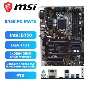 MSI LGA1151 Motherboard ATX B150 PC MATE Intel B150 DDR4 SATA3 HDMI DVI-D Audio - Picture 1 of 9