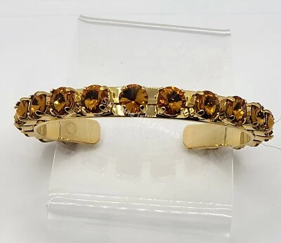 m/w Swarovski Crystal Topaz Stones Gold Plated Brass Cuff Bracelet; November - Image 1 of 2