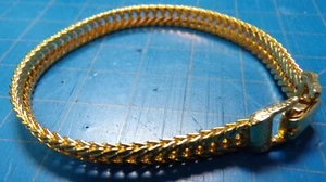 VINTAGE NACHLASS SCHMUCK GOLDFARBEN feine GLIEDERKETTE SIGNIERT GOLDETTE ARMBAND - Bild 1 von 5