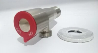 Válvula de ángulo de rueda roja pieza de válvula de metal grifo de agua hierro rojo auténtico con Foto 1 de 4