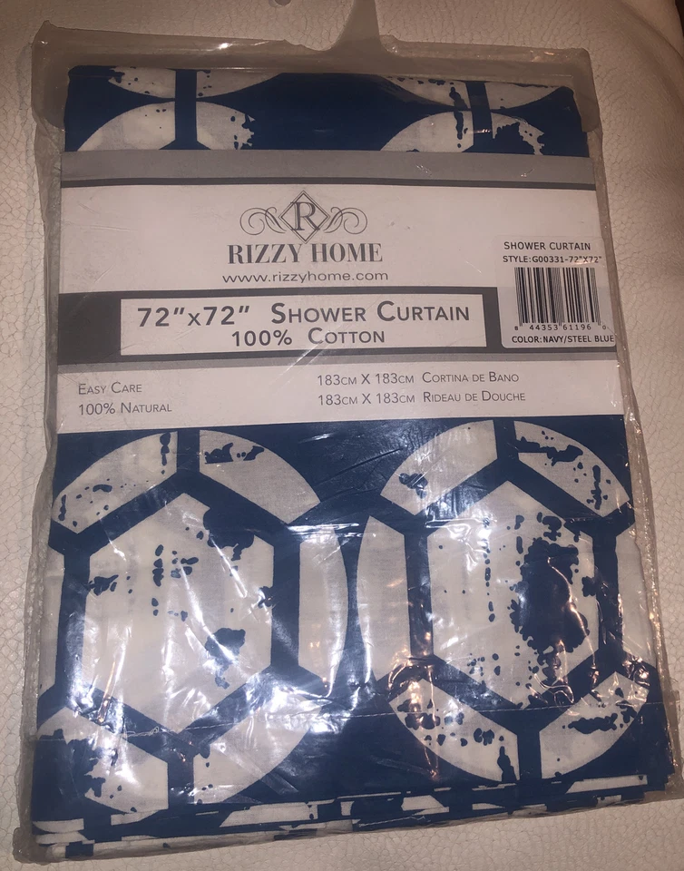 Rizzy Home CURG00254TE007272 Chevron Shower Curtain Teal 72 in.