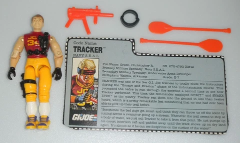 1991 GI Joe USN Tracker v1 Navy Figure Accessory & File Card Set *Near Complete Cover