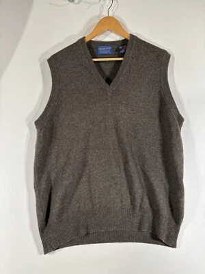 Pendleton Sweater Vest Mens Large Brown V Neck Pure Virgin Wool Academia Grandpa - Image 1 of 4