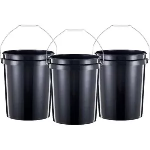 5-Gallon Heavy Duty Plastic Bucket with Handle in Black, 3-Pack - Picture 1 of 4