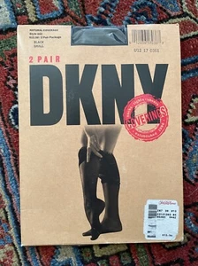 NEU Vintage DKNY natürliche Abdeckung Strumpfhose Gr. S schwarz - 2 Paar Made in USA - Bild 1 von 4