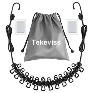Portable Travel Camping Clothesline Washing Clothes Line Rope with 12 Peg Clips - Picture 1 of 6