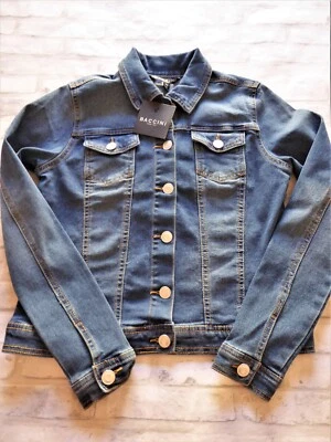 Baccini Azul Denim Petite Jean Chaqueta Motociclista Motocicleta Ropa de Calle Pequeña PS Foto 1 de 4