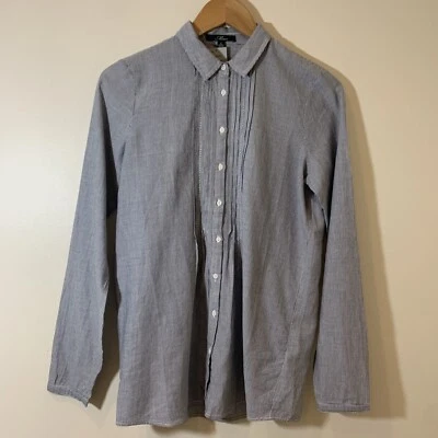 Mavi Shirt Womens Small Blue White Stripe Collared Button Up with Front Pleats - Image 1 of 4