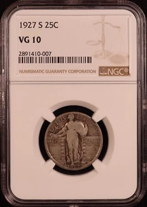 1927-S Standing Liberty Silver Quarter - NGC VG10 - Nice Attractive Original! - Picture 1 of 7