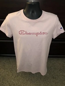 Vintage Champion Womens Small Pink Short Sleeve Graphic T-Shirt - Picture 1 of 7