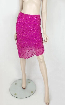 La Perla lined silk Skirt, sequin and beaded applique throughout AU 10 Pink Foto 1 de 3