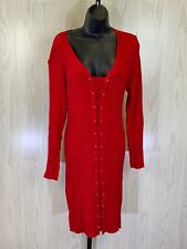 Bold Elements Lace-Up Knit Midi Dress Women's Size XL Red