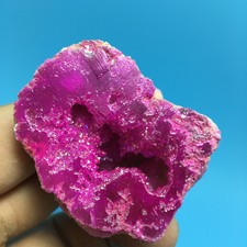 98g Pink Aura Quartz Crystal geode Titanium Bismuth Silicon Cluster Rainbow T41