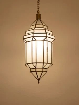 glass light , Moroccan lighting style Elegance Filigrain suspension light , milk - Image 1 of 4