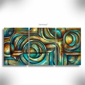 Arte Abstracto Grande Original Mike Lang Pintura "JAMMED" Decoración Interior Moderna - Imagen 1 de 5