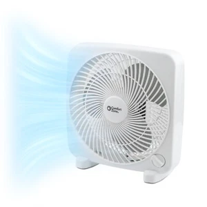 Comfort Zone Desktop Box Fan for Home, 9 inches, 3 Speeds, Portable, White - Picture 1 of 7