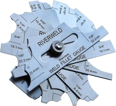 Juego de soldadura de filete RIVERWELD 7 piezas medidor de soldadura RL marca métrica de pulgada ambos lados Foto 1 de 4