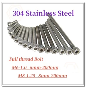 Viti testa testa tappo esagonale a brugola acciaio inox 304 metriche M6 M8 bullone 6mm-200mm - Foto 1 di 4