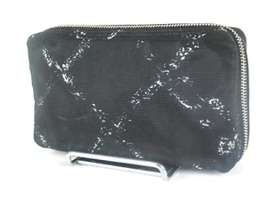 Auth CHANEL Old Travel Line Pouch 6102572 Black Quilted Red Inner Purse LC23310M - Picture 1 of 18