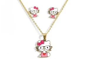 Hello Kitty jewelry Set. Stainless Steel Cartoon Jewelry . Girls Jewelry Set. - Picture 1 of 2