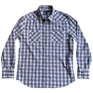 Banana Republic Western Pearl Snap Hemd Herren Gr. Large lila kariert Stretch - Bild 1 von 6