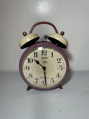 Vintage Linden Purple Jumbo Alarm Clock Made In Germany For Parts As Is Repair Cover