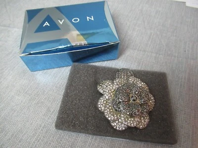 Prendedor de flores Avon blanco y negro pavé F326131 en caja original marcasita 2004 aa5 vh Foto 1 de 4